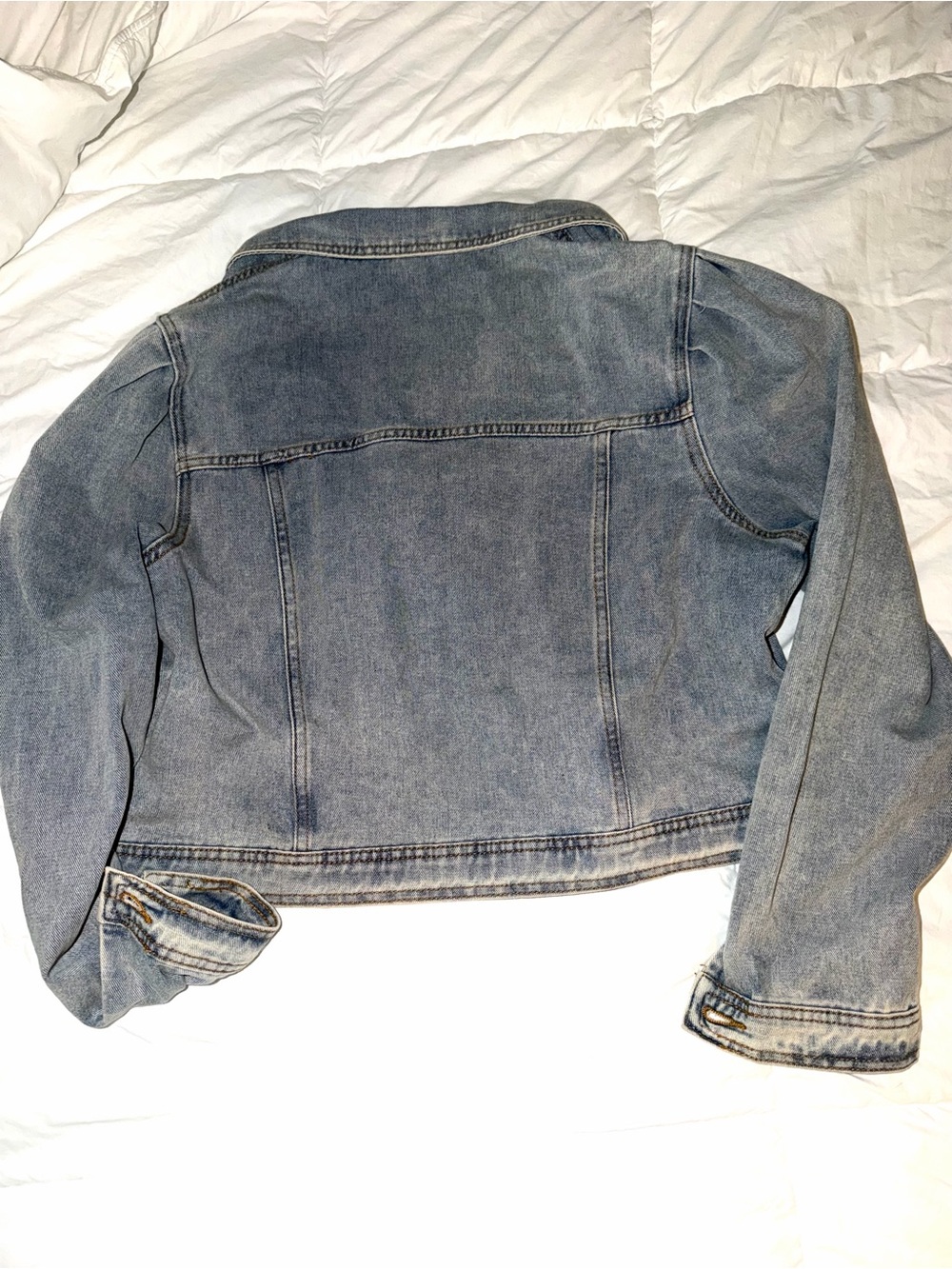 Grace+Karma Denim Jacket - Light Blue - Puff Shoulder - Women's L - Picture 4 of 4